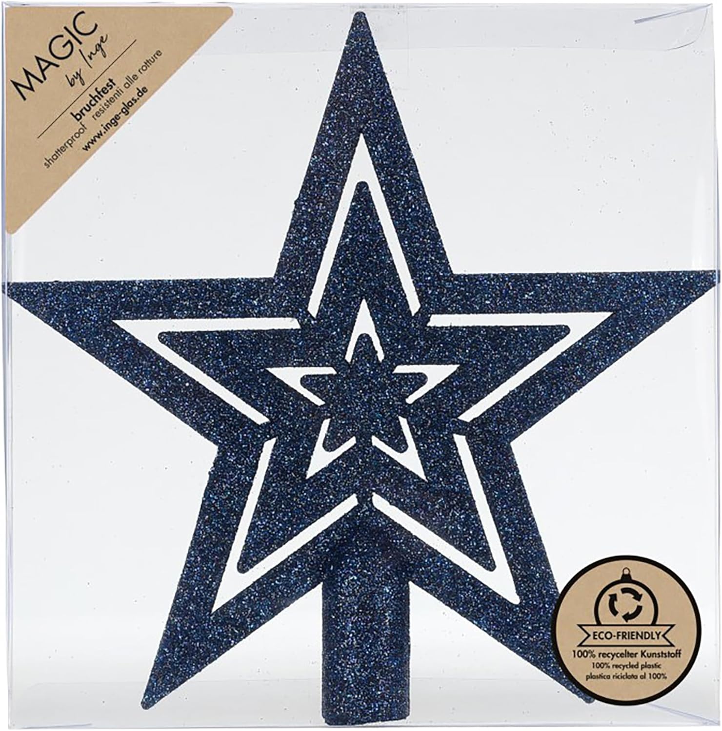 Christmas Tree Topper Star 21.5 cm Plastic - Shatterproof & with Glitter - Christmas Tree Star Christmas Tree Topper for Christmas Tree - Christmas Tree Decoration & Christmas Tree