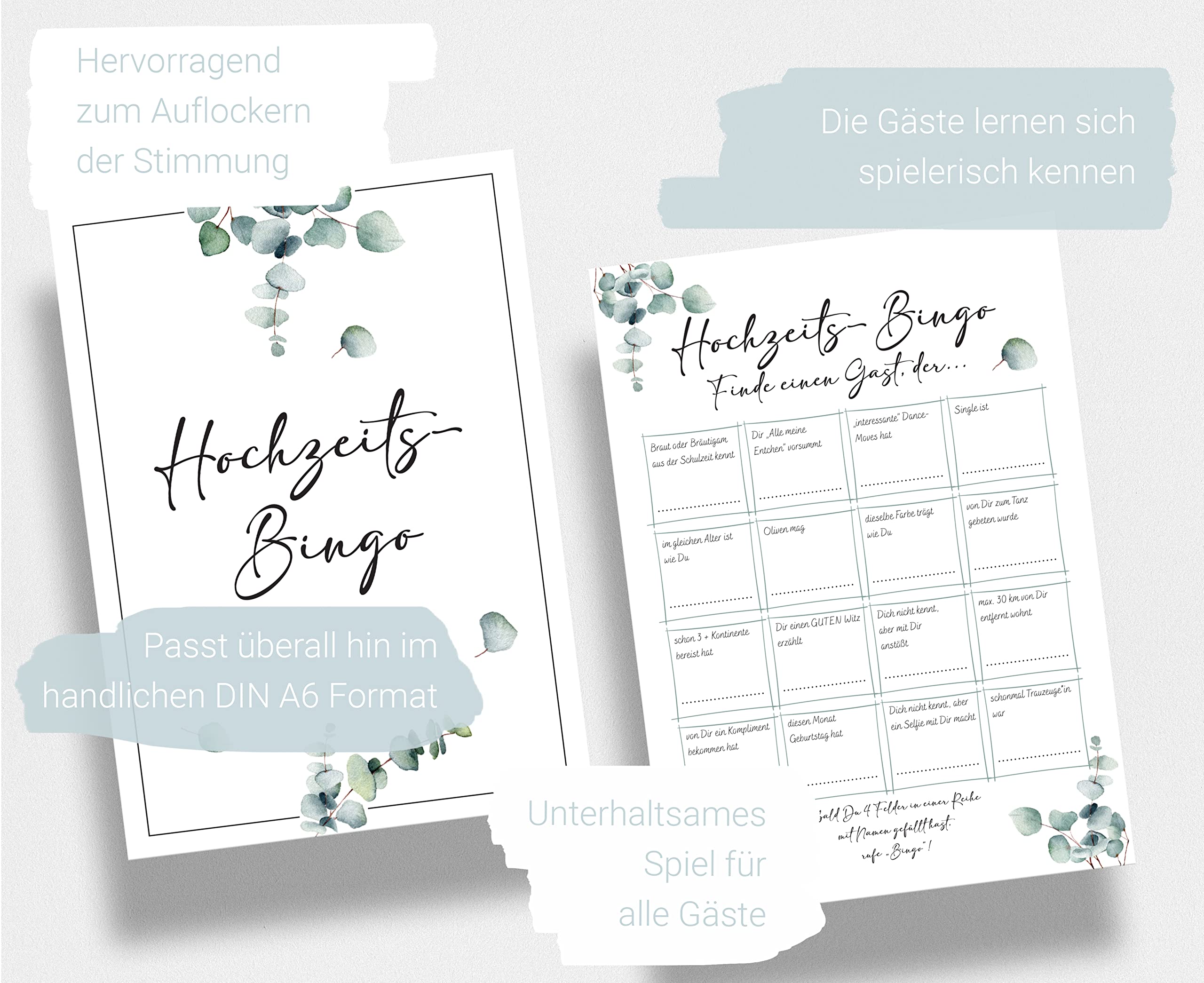 CreativeRobin Bingo Di Nozze – Gioco Per Ospiti Con 50 Schede, Formato A5, Design Floreale, Ricordo Matrimonio - 2