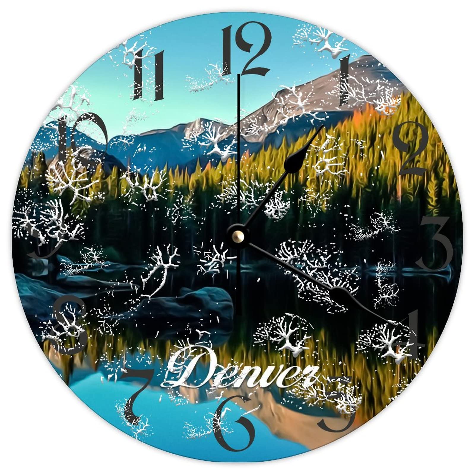 Horloge ronde en bois Denver City en version 38 cm avec mécanisme à quartz