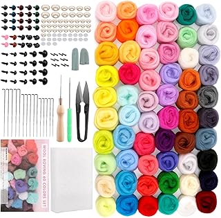 Axmru Felting Kit, Needle Felting Kit for Beginner, 60 Colors Wool Roving, Wool Felting Tool Kit with Felting Needles, Foam Mat, Needle Felting Supplies for DIY Felting