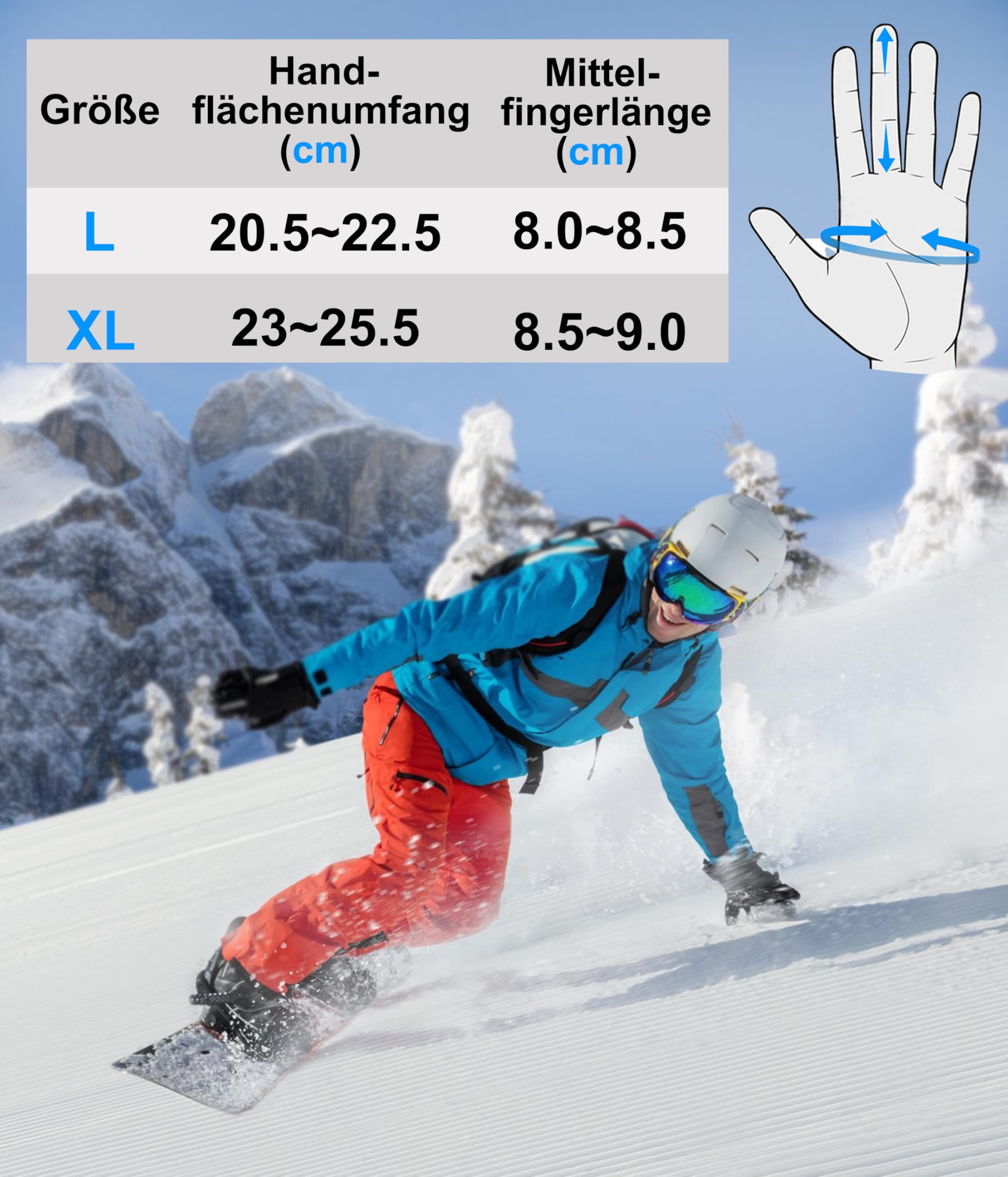 YESWEL Guantes de Esquí Impermeables con Pantalla Táctil para Hombre y Mujer, Invierno Cálidos
