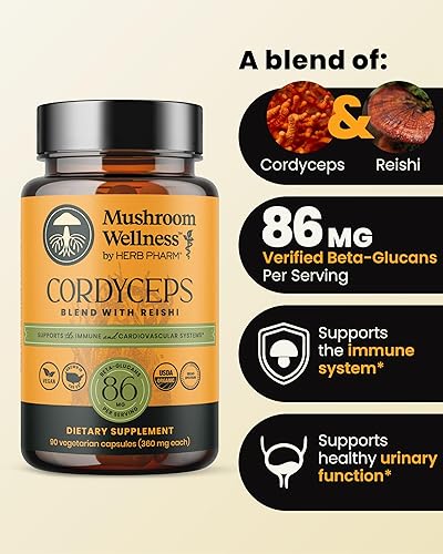 Miniatura 2 de Herb Pharm Mezcla CORDYCEPS de Champiñones Wellness con REISHI