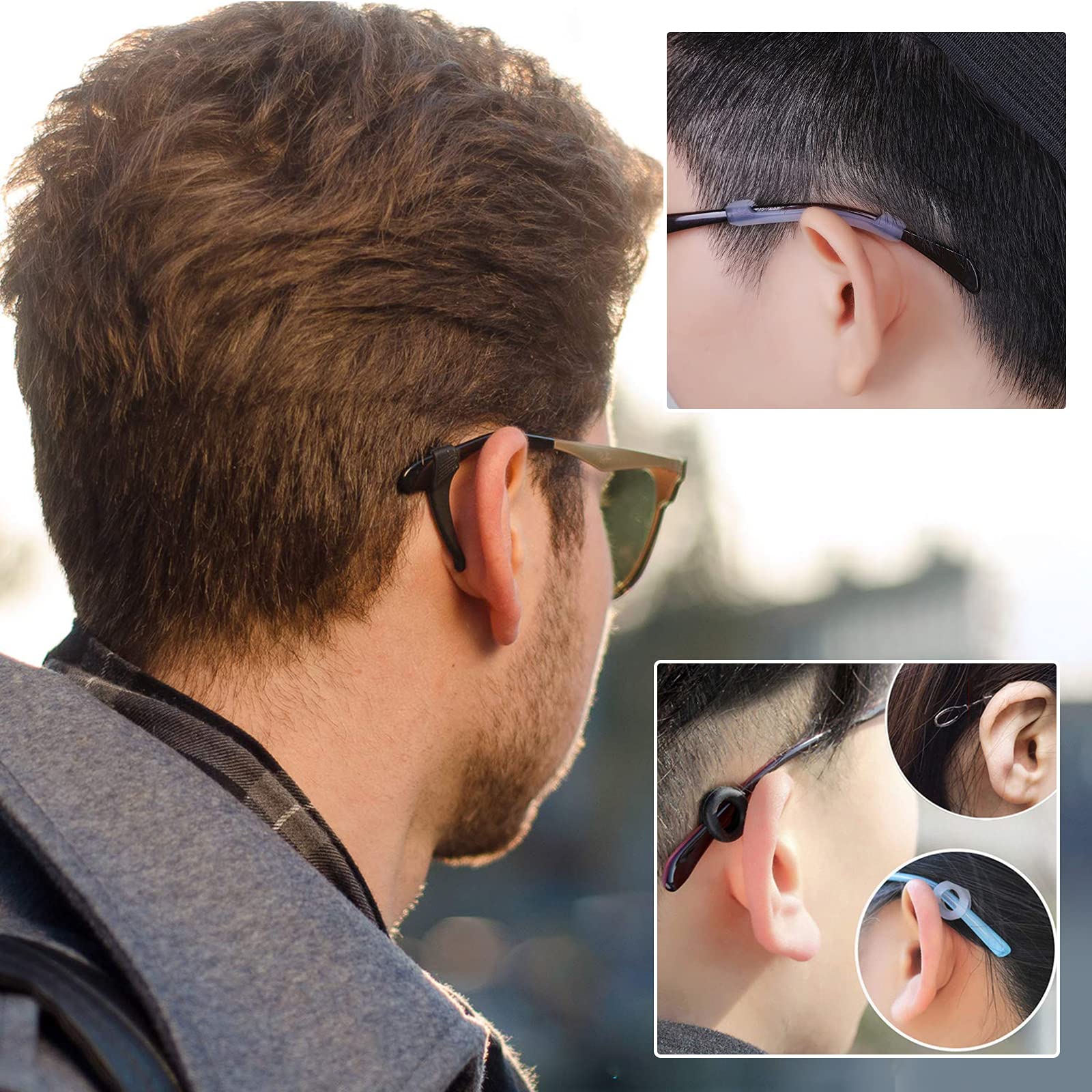 VEGCOO 26 pares de gafas antideslizantes de silicona con gancho para las orejas, almohadillas adhesivas para la nariz, lentes para la nariz, puntas de las sienes, retenedor de manga, soportes para