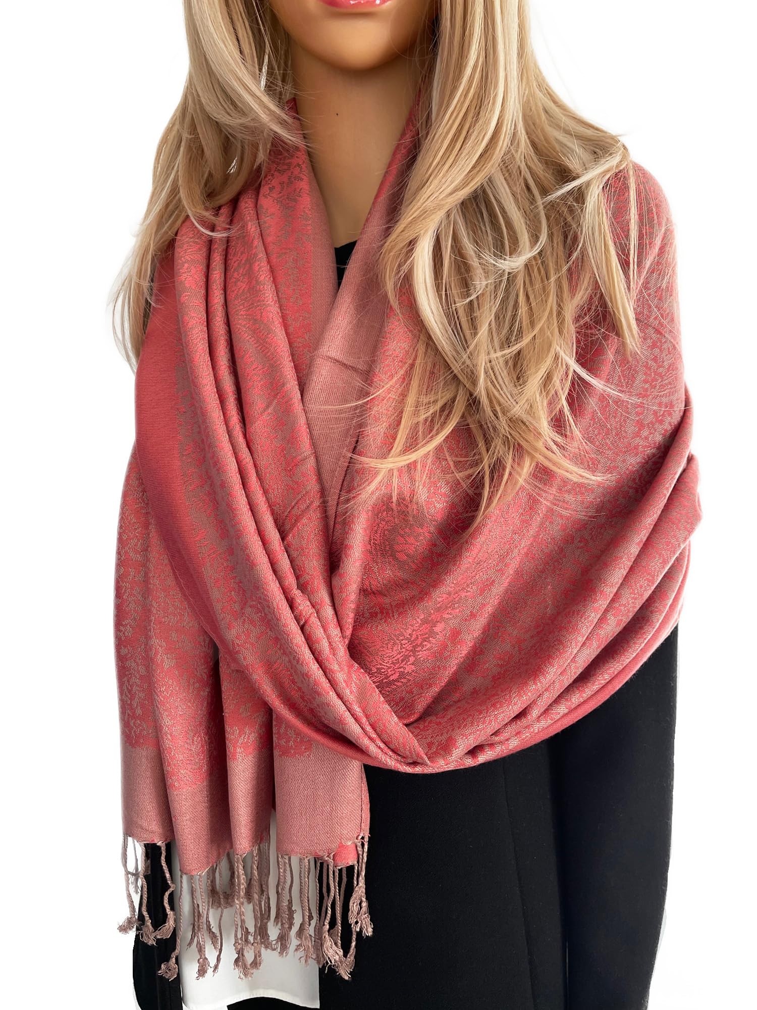 The Accessory Co. Womens Scarf Pashmina Shawl Wrap - Large Lightweight Floral Paisley Scarf for Women for Winter, Weddings, Meditation, Prayer - Colourful Neck Scarves, Stole