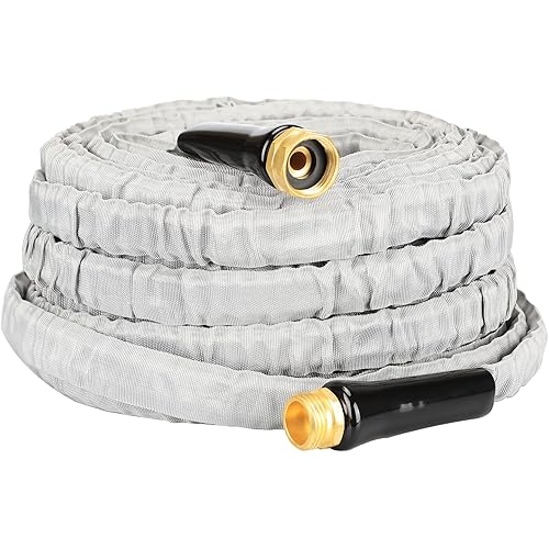 YOTOO Garden Hose 75FT, Lightweight, Durable, Flexible, Non-Expanding, Kink-Free Water Hose with Solid Brass Fittings for Outdoor, Watering flants and flowers, Car Wash, Gray