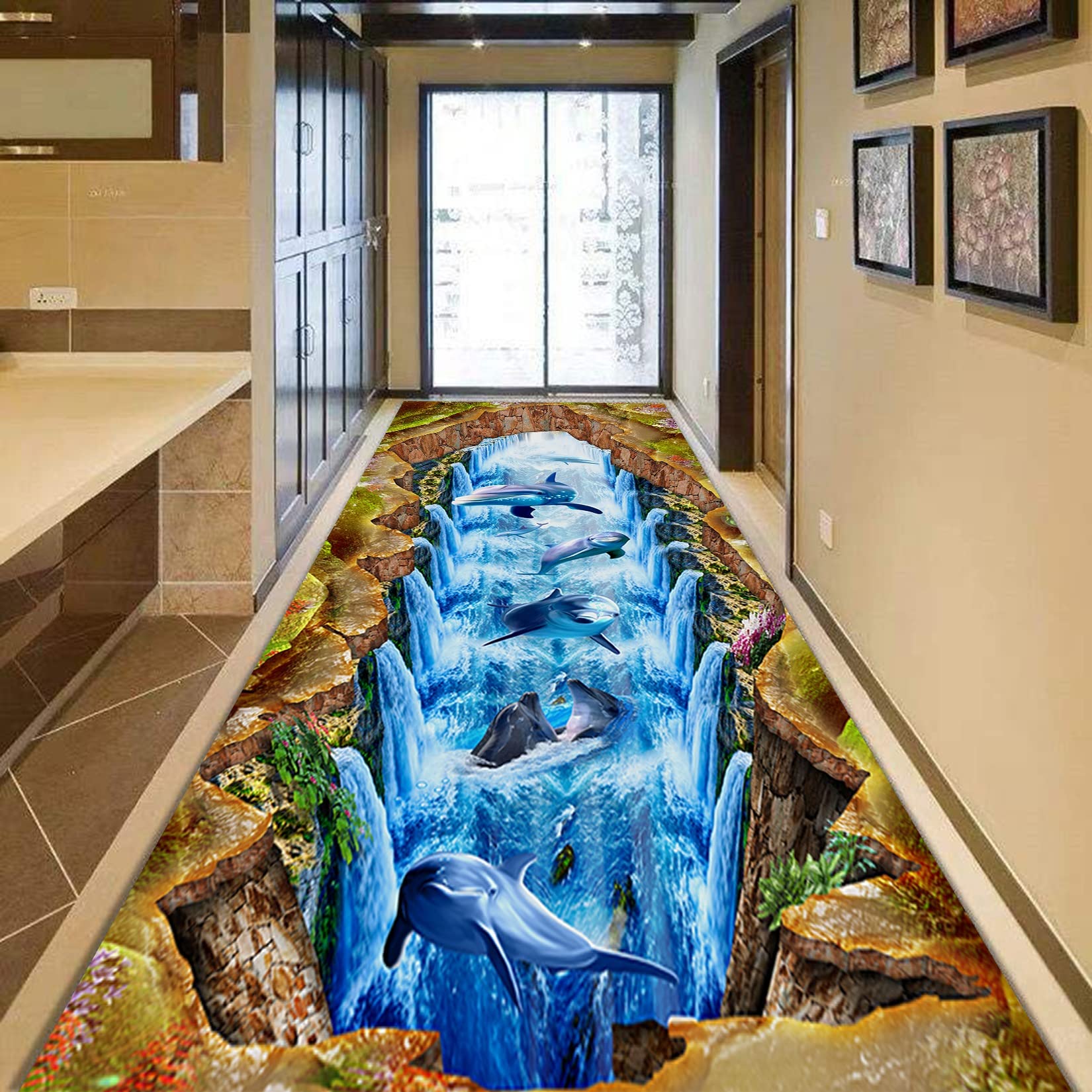 Tapis facile à nettoyer 110x250cm lavable et résistant pour cuisine et passage