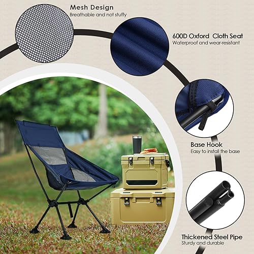 Miniatura 4 de MOONCY Silla de camping, silla portátil compacta con pies anchos, sillas ligeras para mochilero para playa, picnic, paquete, campamento al aire