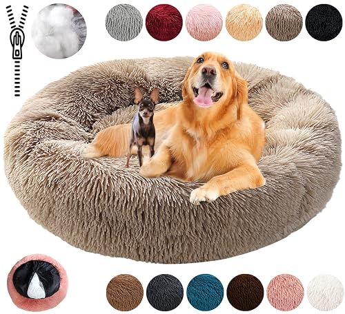 KZhanmy Cama Perro Grande Redonda Cama de Perros Gatos Cómodo Suave Cálido Felpa Donut,Antiestres Lavables…
