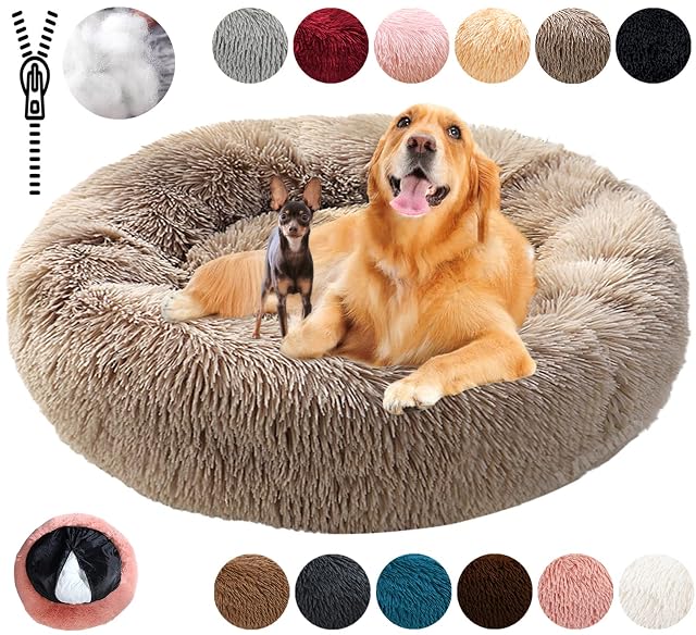 KZhanmy Cama Perro Grande Redonda Cama de Perros Gatos Cómodo Suave Cálido Felpa Donut,Antiestres Lavables…
