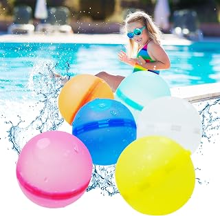 Reusable Water Balloons,Water Bombs Self Sealing,Water Bomb,6 pcs Waterfall Water Ball Splash Balls Water Balls for Kids Rapid Filling Water Balloon for Water Fight Outdoor Games Summer Party