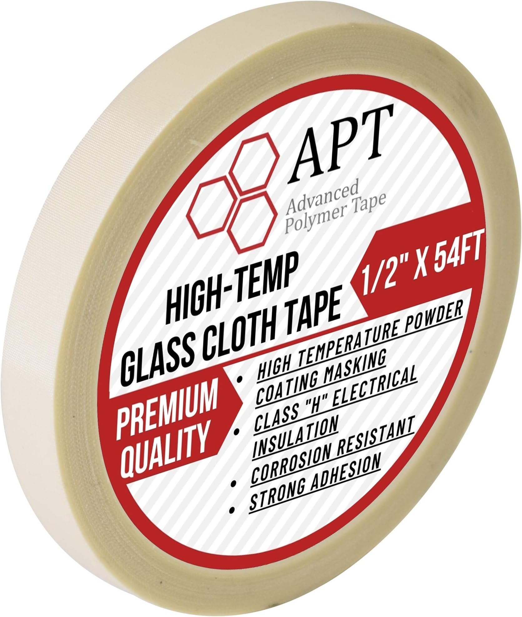 APT, Glass Cloth Tape with a High-Temp Thermo-Setting Silicone Adhesive. High Temperature Masking for Plasma, Thermal and Metallization Applications (12.75mm x 16M)