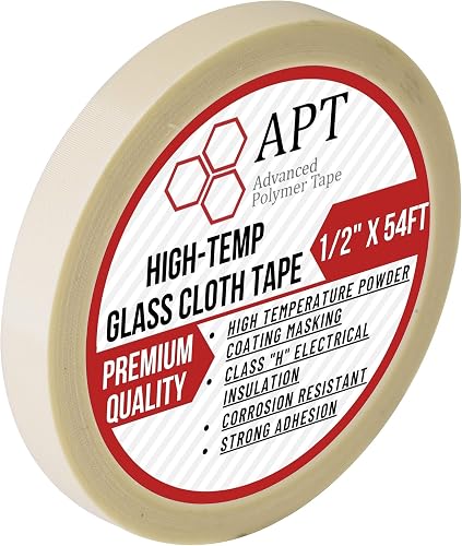 APT Glass Cloth Electrical Tape, High Temperature Masking Tape, 260°C. UL Listed, White Heat Resistant Tape. Ideal for Class H Electrical, Powder Coating, Sand Blasting (1/2" x 54 Fts)