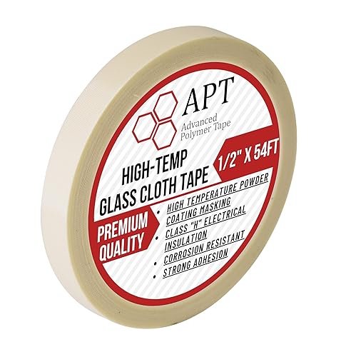 Miniatura 9 de APT Cinta eléctrica de tela de vidrio, cinta adhesiva de alta temperatura, 500.0 F. Listado UL, cinta blanca resistente al calor. Ideal para