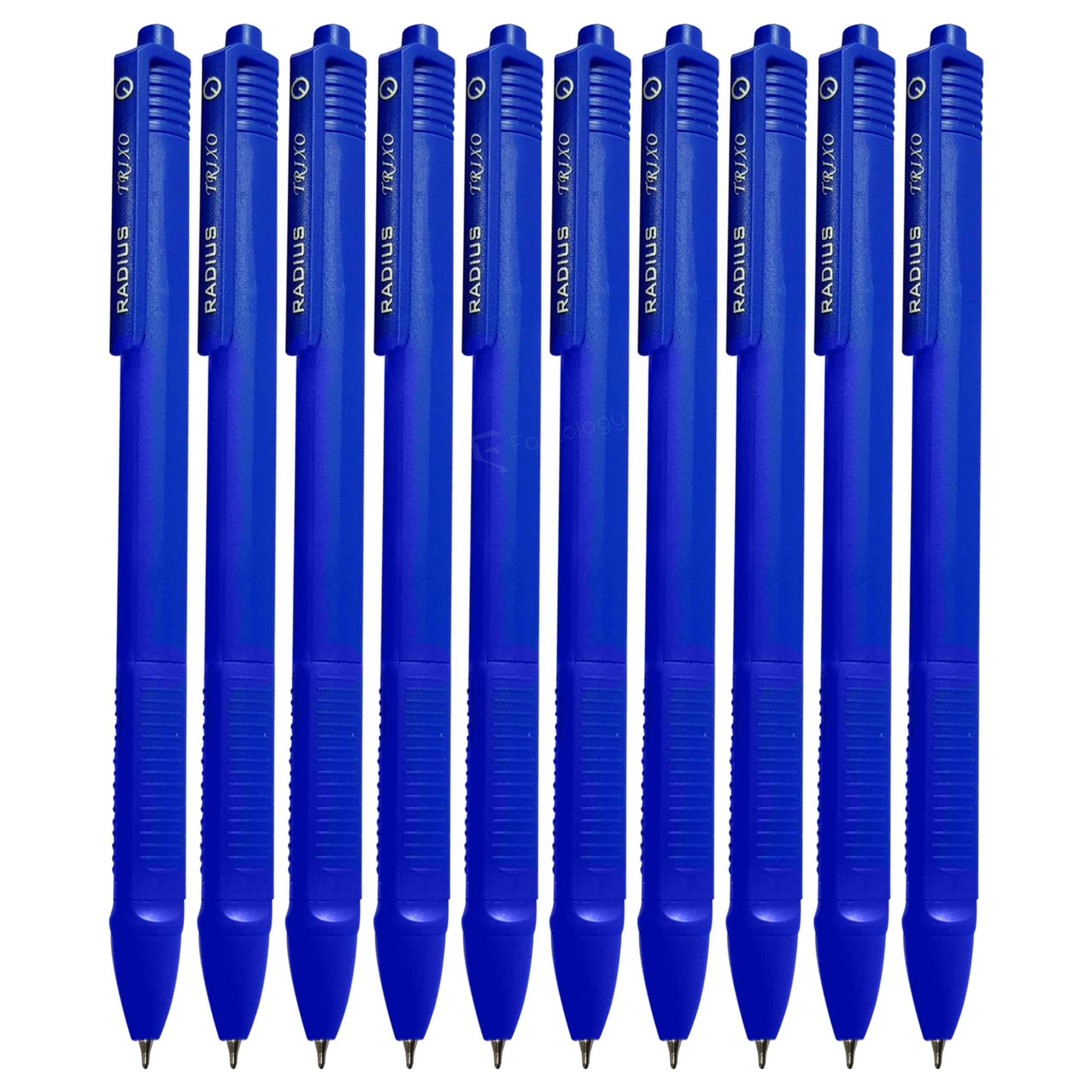 Retractable Ballpoint Pens, 0.7mm Fine Point, BLUE, Pack of 50, RADTri Tri Grip Pens, Everyday Pens for School Office Home, iVAIDEX Black Ball Pen
