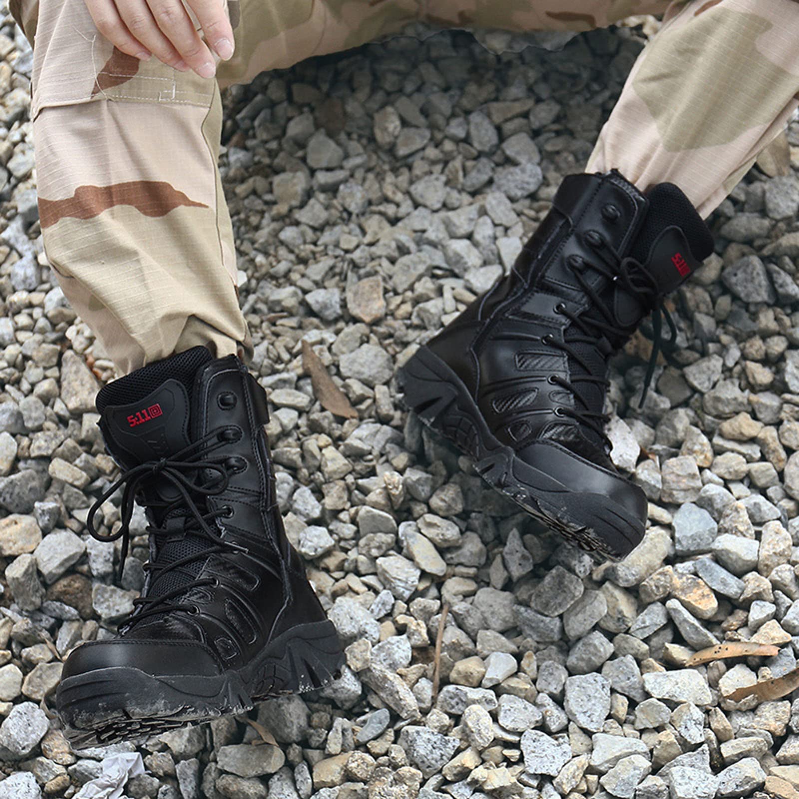 Botas tácticas militares para hombre, para actividades al aire libre, montañismo, senderismo, comando, botas tácticas para mochilero, botas de combate