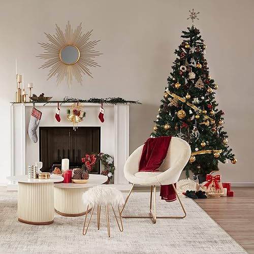 Miniatura 10 de Duhome Velvet Ottoman, Taburete de tocador de maquillaje, taburete contemporáneo, taburete de metal redondo mongol, taburete de tocador, taburete