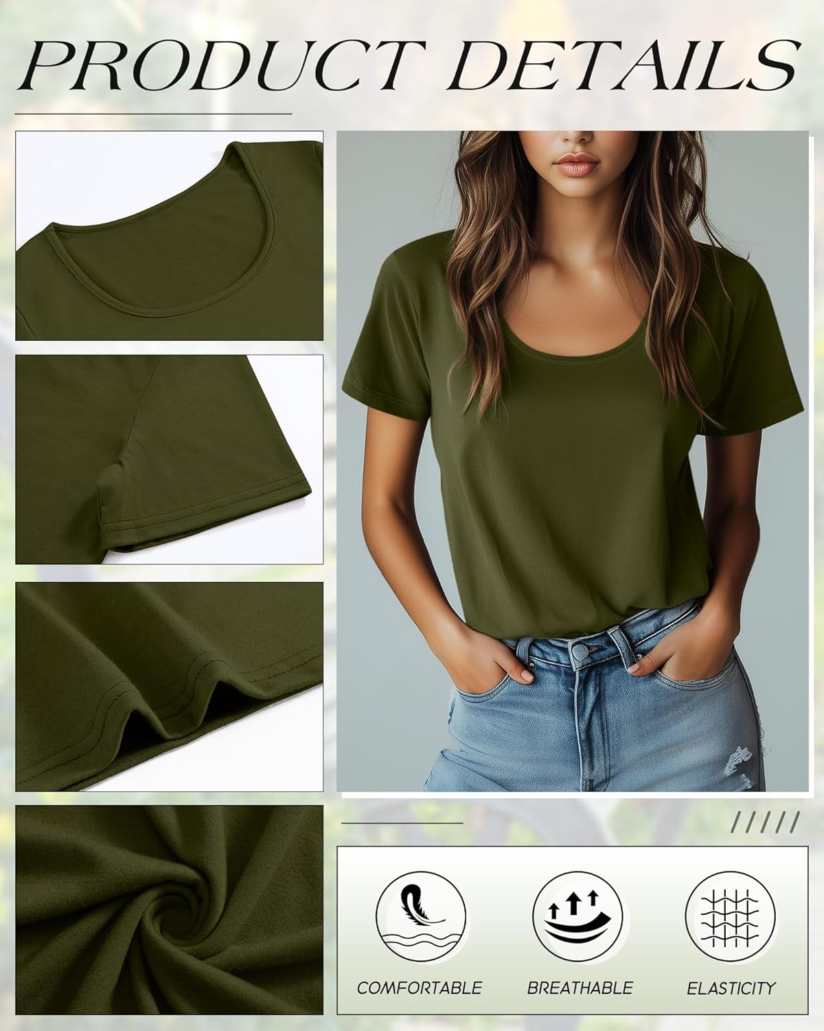 Ficerd 4 Pack Women's Scoop Neck Loose Fit T Shirts Basic Casual Short Sleeve Tops Soft Layer Summer Tees - Image 5