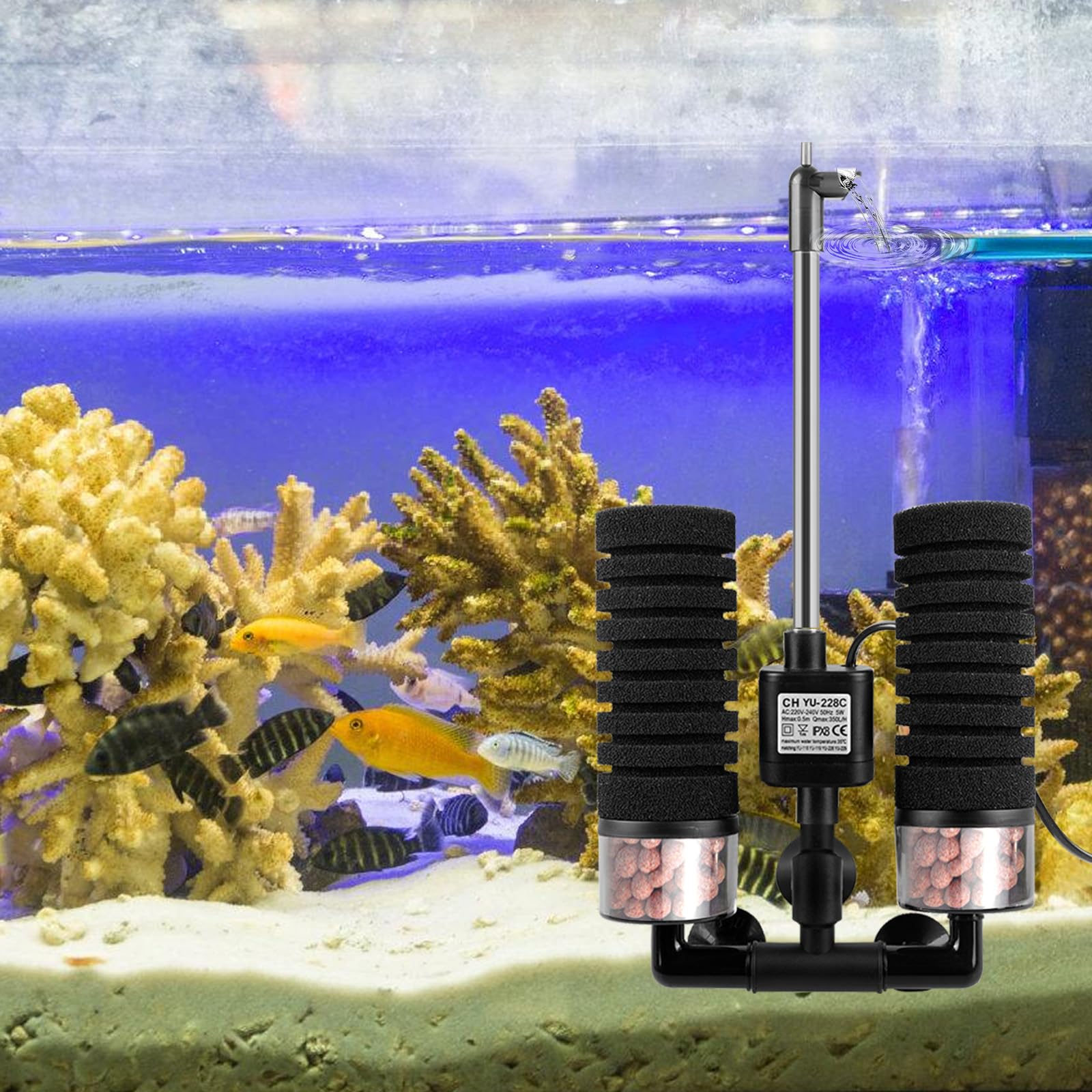 BORDEAG Filtro in spugna per acquario, filtro in schiuma silenziosa, filtro per acquario con sfera filtrante, filtro elettrico per acquario, filtro per acquario, filtro in schiuma sommergibile, filtro