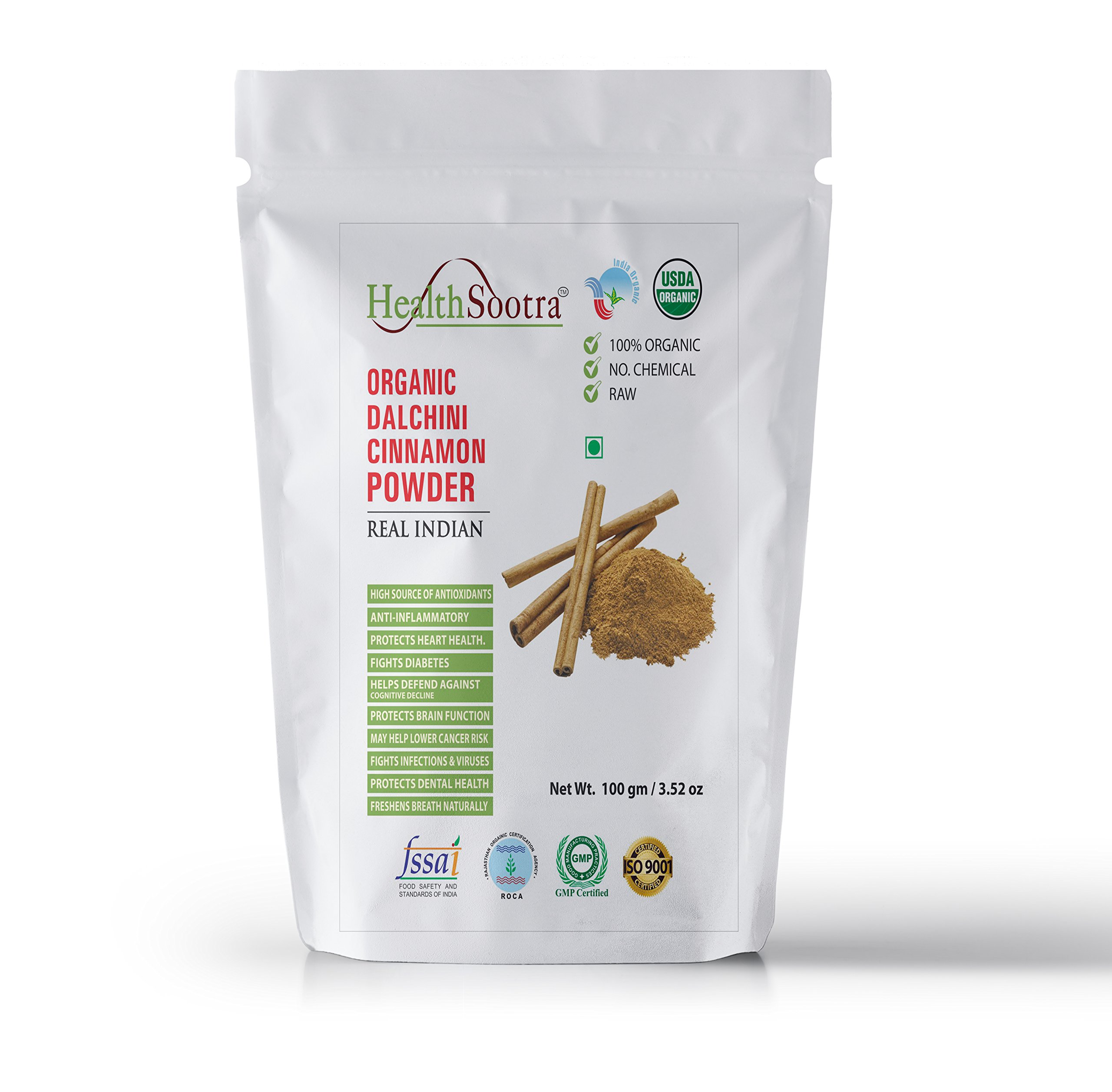 Healthsootra Organic Cinnamon Powder ( Pack of 2 ) Each 100 gm - USDA / NPOP Certified