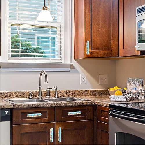 Miniatura 3 de Paquete de 4 tablas de surf en la barra de gabinete de la playa, tiradores de 3-34 pulgadas (3.780 in), manijas blancas para gabinetes de cocina,