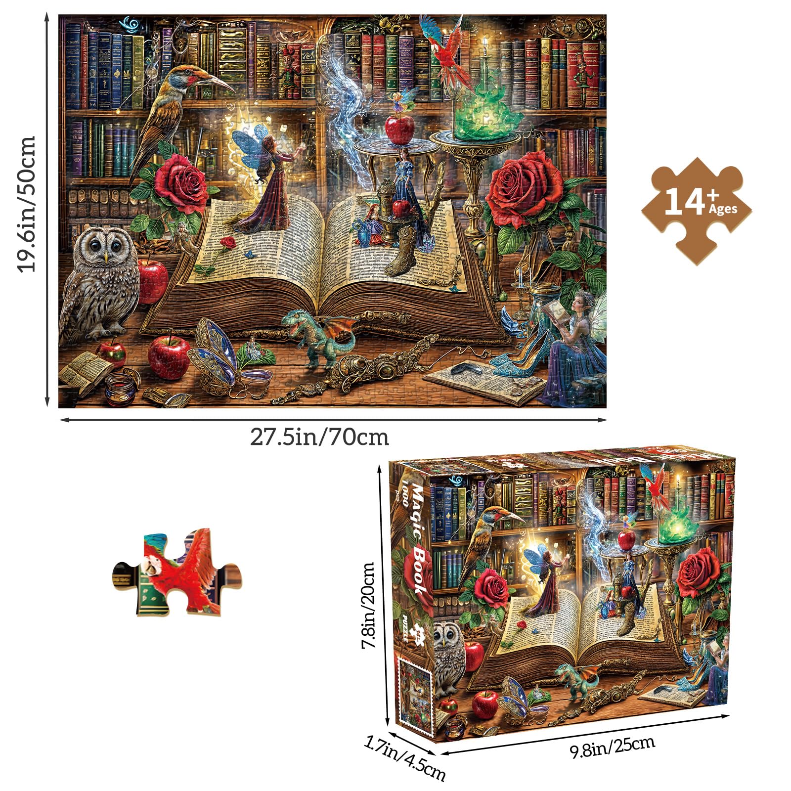 Puzzles 1000 Pieces for Adults jigsaw puzzles for adults 1000 Piece Puzzle Challenging Game for The Whole for Women Gifts for Men Theme:Magic Book House - Image 2