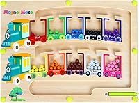 Vista 1 de Laberinto magnético de color y número Montessori Imán de madera Rompecabezas Tablero de juego Montessori Color Matching Aprendizaje Contando