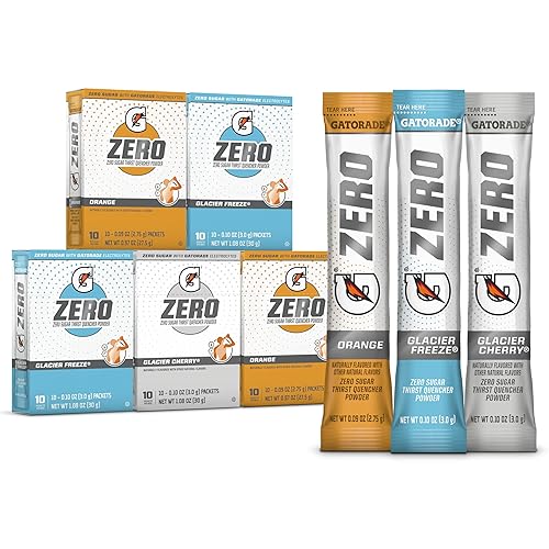 Gatorade G Zero en polvo sabor Glacier Cherry paquete surtido de envases individuales de 010 onzas 50 unidades