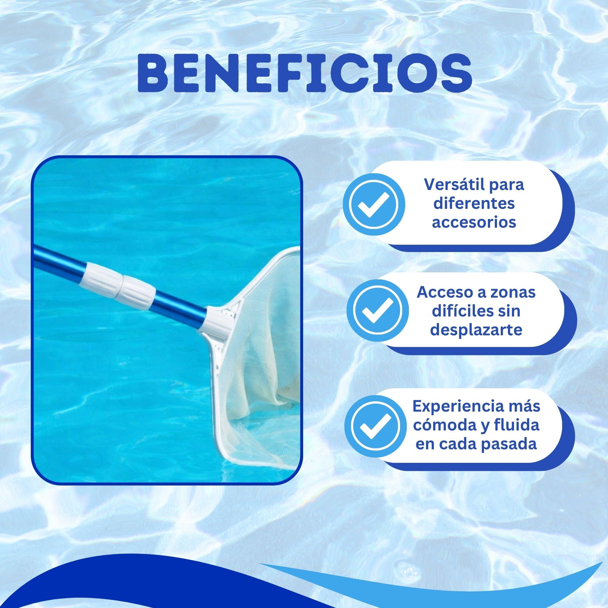 Onepool - Asta telescopica per piscina, 120-240 cm, con sistema a clip, manico estensibile in alluminio per scovolini, spazzole e raccoglitori, asta leggera e resistente per piscine
