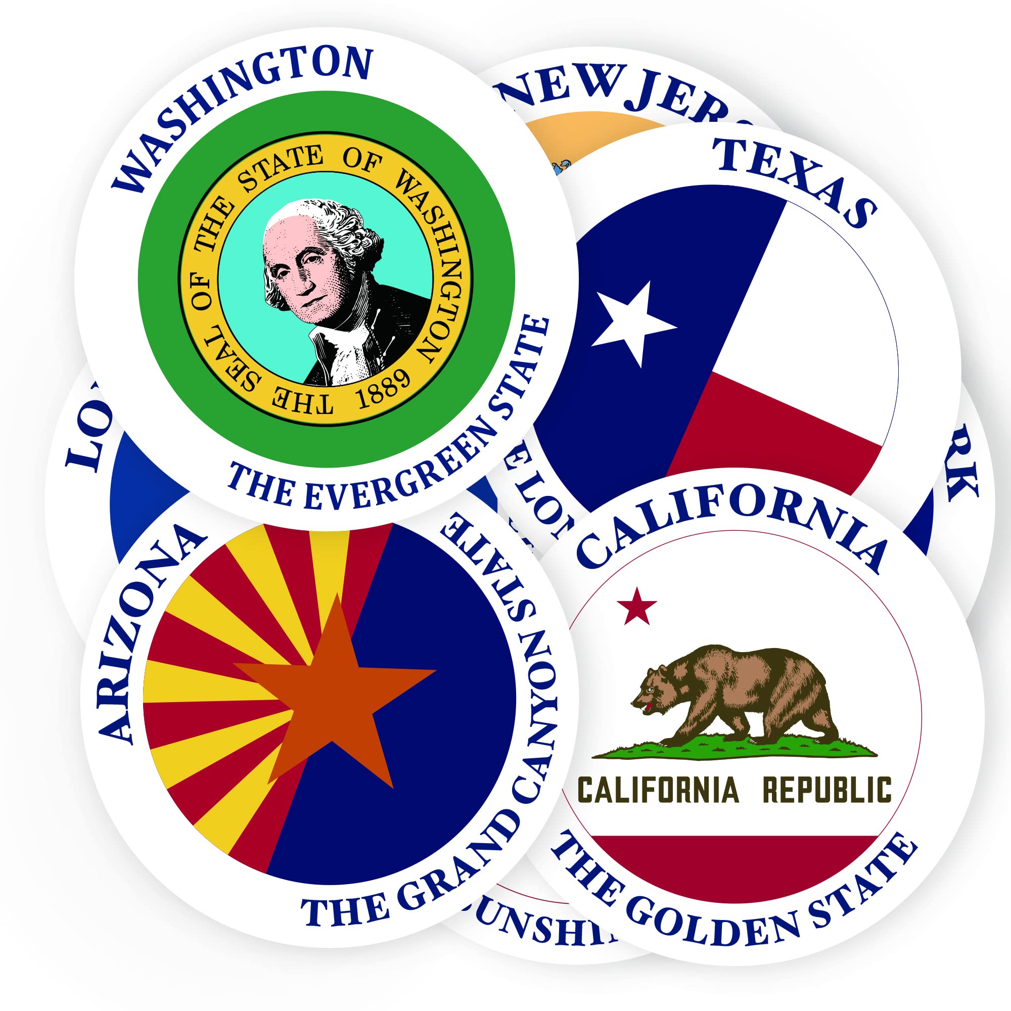 Buy Zebra Stickers Fifty States Stickers, 57 Pcs Vinyl Waterproof Round Sticker Pack Featuring