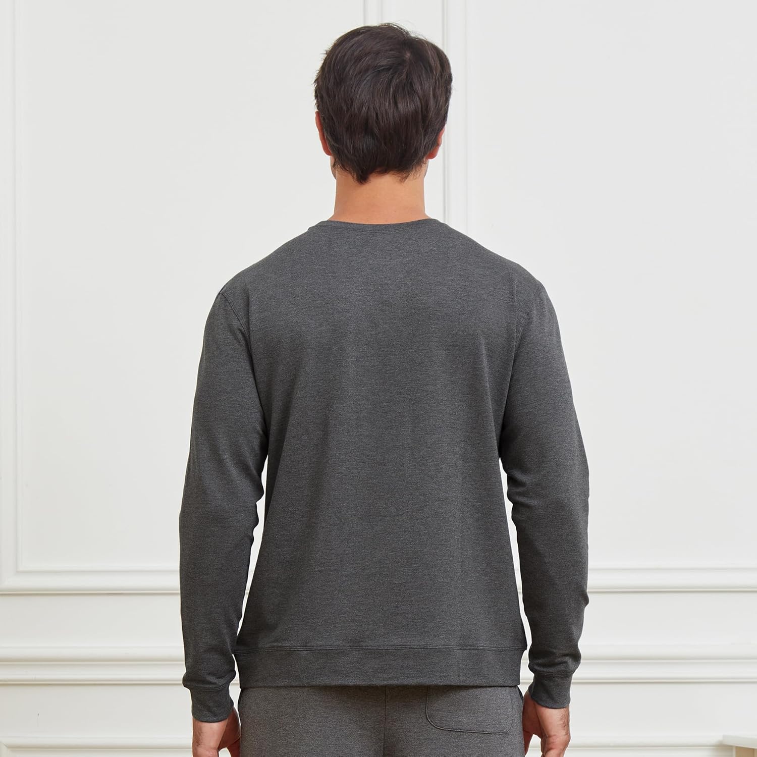 netdraw Men's Ultra-Soft Bamboo Viscose Cotton Sweatshirt Crewneck French Terry Lounge Casual Pullovers - Image 4