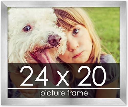 Miniatura 286 de Marco de 28 x 36 pulgadas de madera de peltre plateado con plexiglás acrílico UV, parte trasera de tablero de espuma y accesorios incluidos