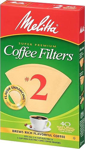 Miniatura 3 de Melitta 612412 #2 Filtros de café con cono marrón natural, 40 unidades