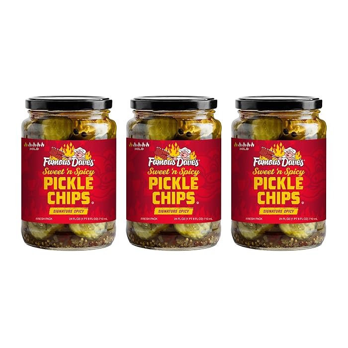 Buy Famous Dave's Sweet 'n Spicy Pickle Chips, 24 Ounce Glass Jar (Pack of 3) Online at