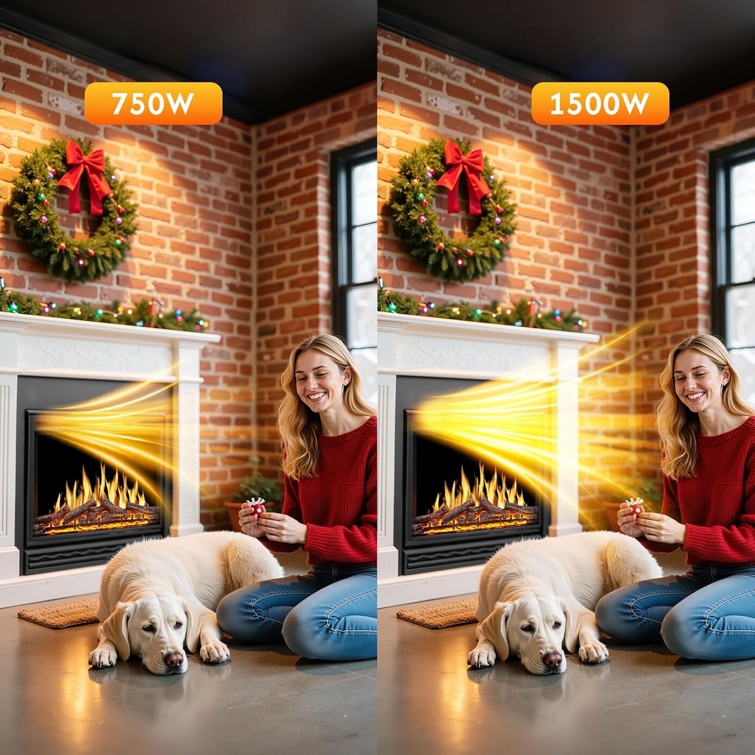ZAFRO 37" Electric Fireplace Insert with Realistic Flame & Logs, Recessed Fireplace with Auto Color Adjustable Flame, Remote Control, 8H Timer, 750/1500W Heater