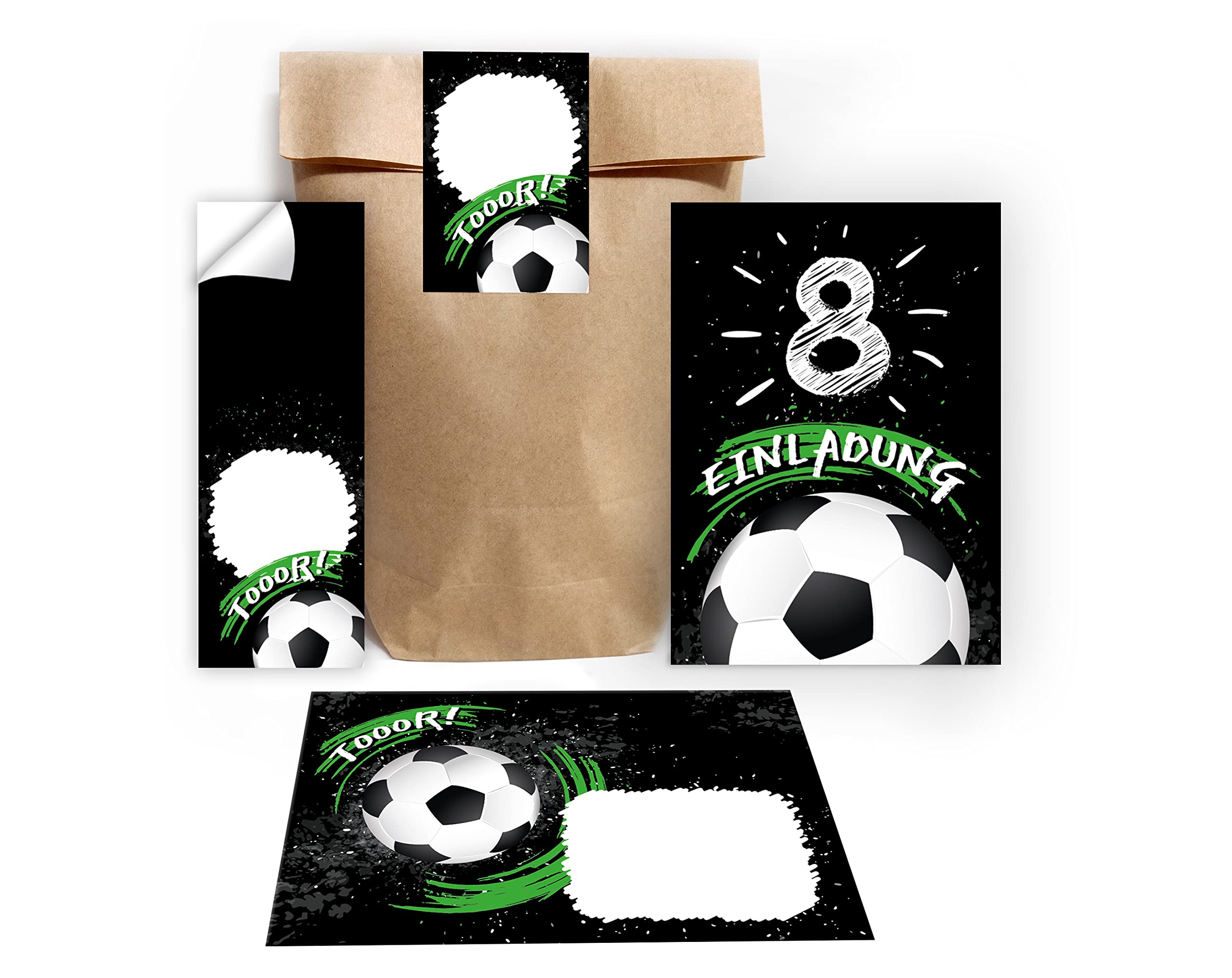 12 Einladungskarten Zum Kratzen Für Kinder – Motiv Fußball, Inkl. Umschläge & Aufkleber