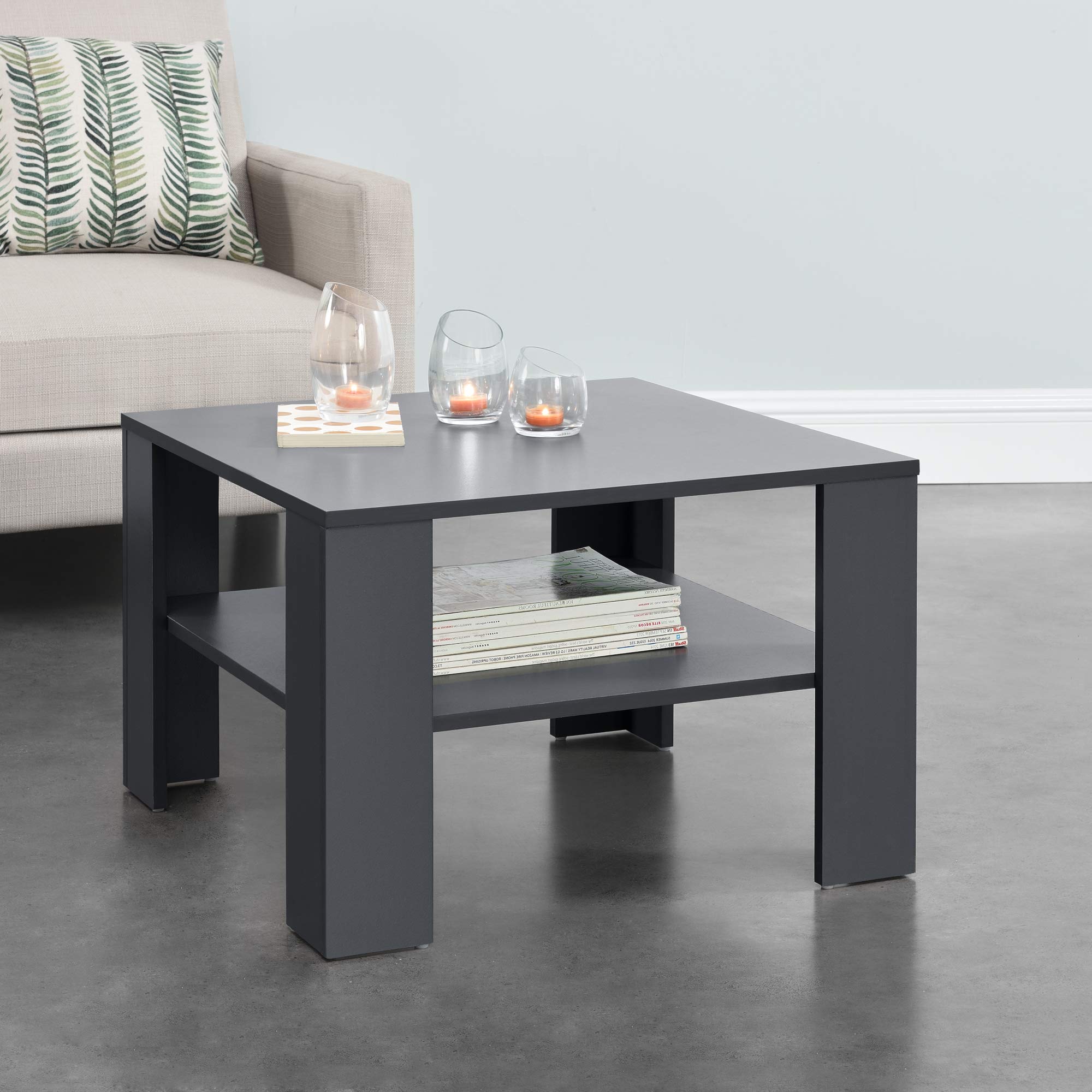 Salontafel 60x60x40 cm donkergrijs