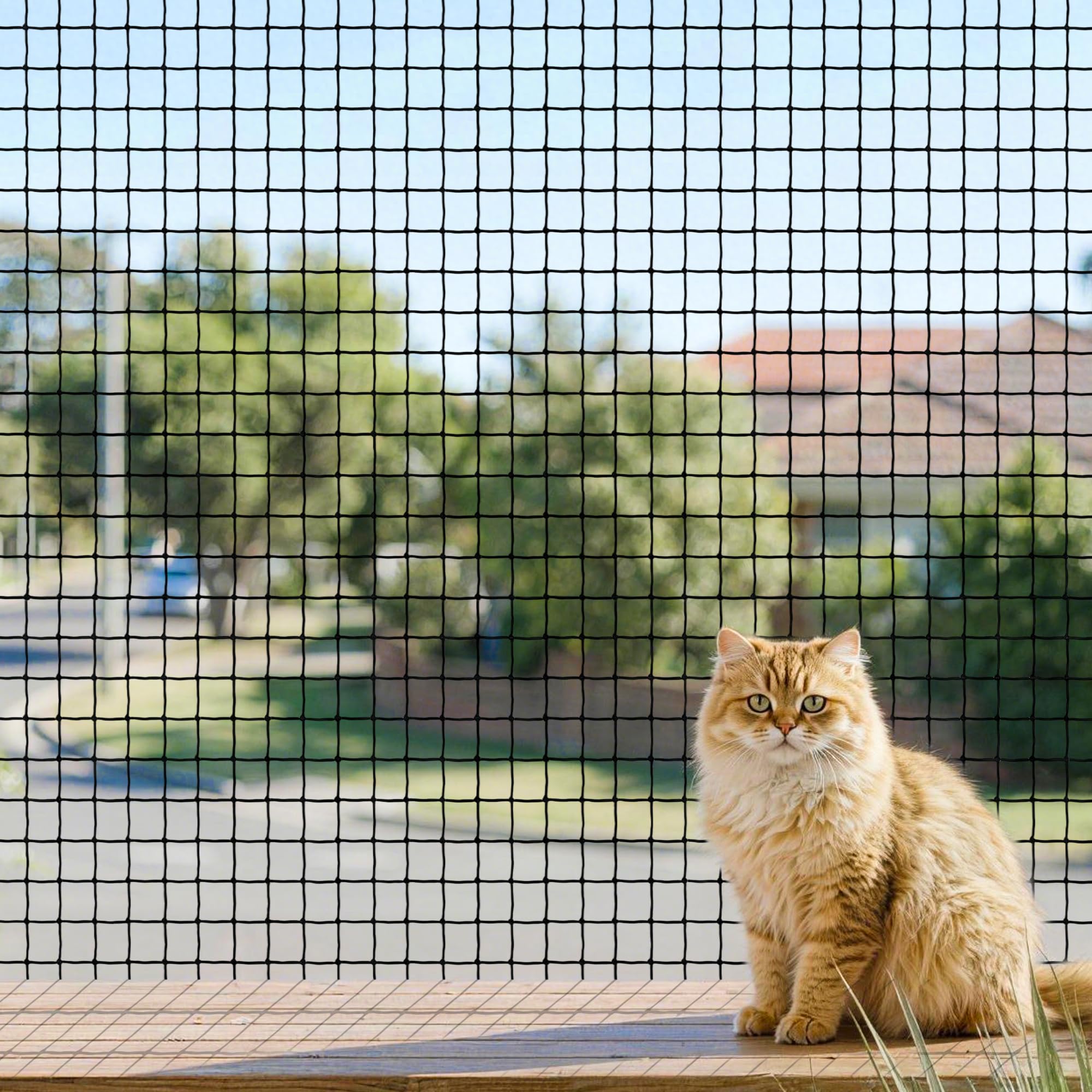 Red para Gatos Terraza 4×3 m,6×3m Reforzada con Cable de Acero, Sin Perforación, Antimordeduras, Resistente a Desgarros y Rayos UV, para Balcón, Ventana, Incluye Cuerda de Fijación y Clavos(6*3)