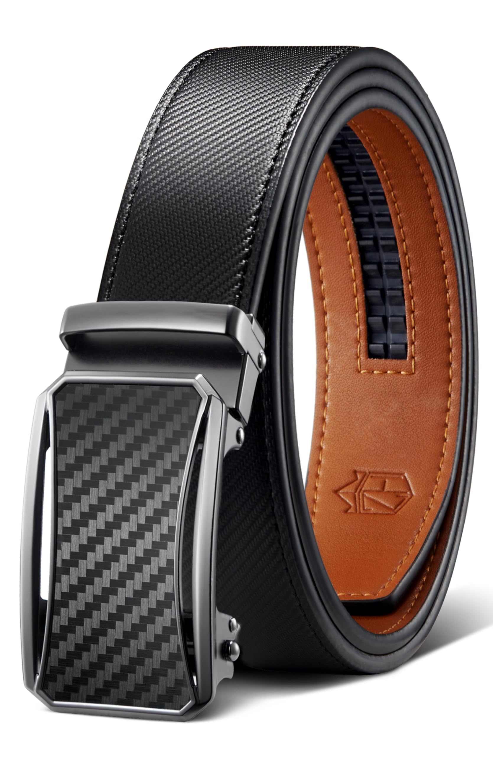 Zitahli Mens Belt Leather - Ratchet Belt for Men Dress Pant Shirt Oxfords,Micro Adjustable Black Brown Belt,Trim To Fit