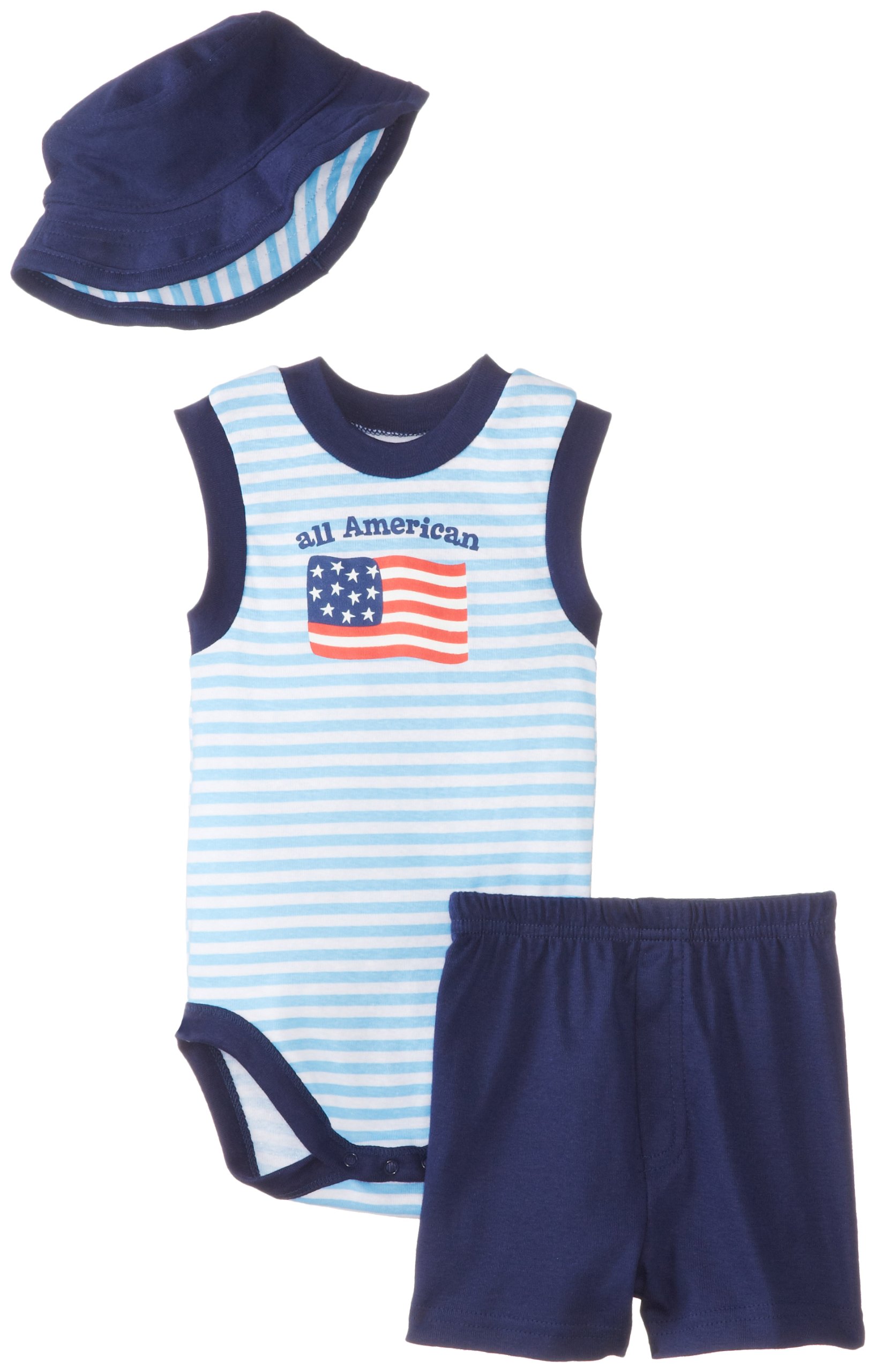 Gerber Baby-Boys Newborn 3 Piece Boys Set Short Sleeve Bodysuit Shorts and Hat