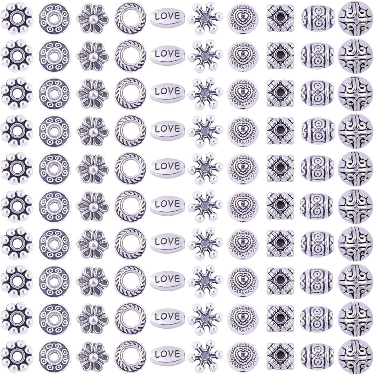 Antique Silver Tibetan Alloy Spacer Beads Ball Box 480pcs Jewelry Findings European Beading Assortment Accessories DIY for Bracelet Necklace Jewelry Making