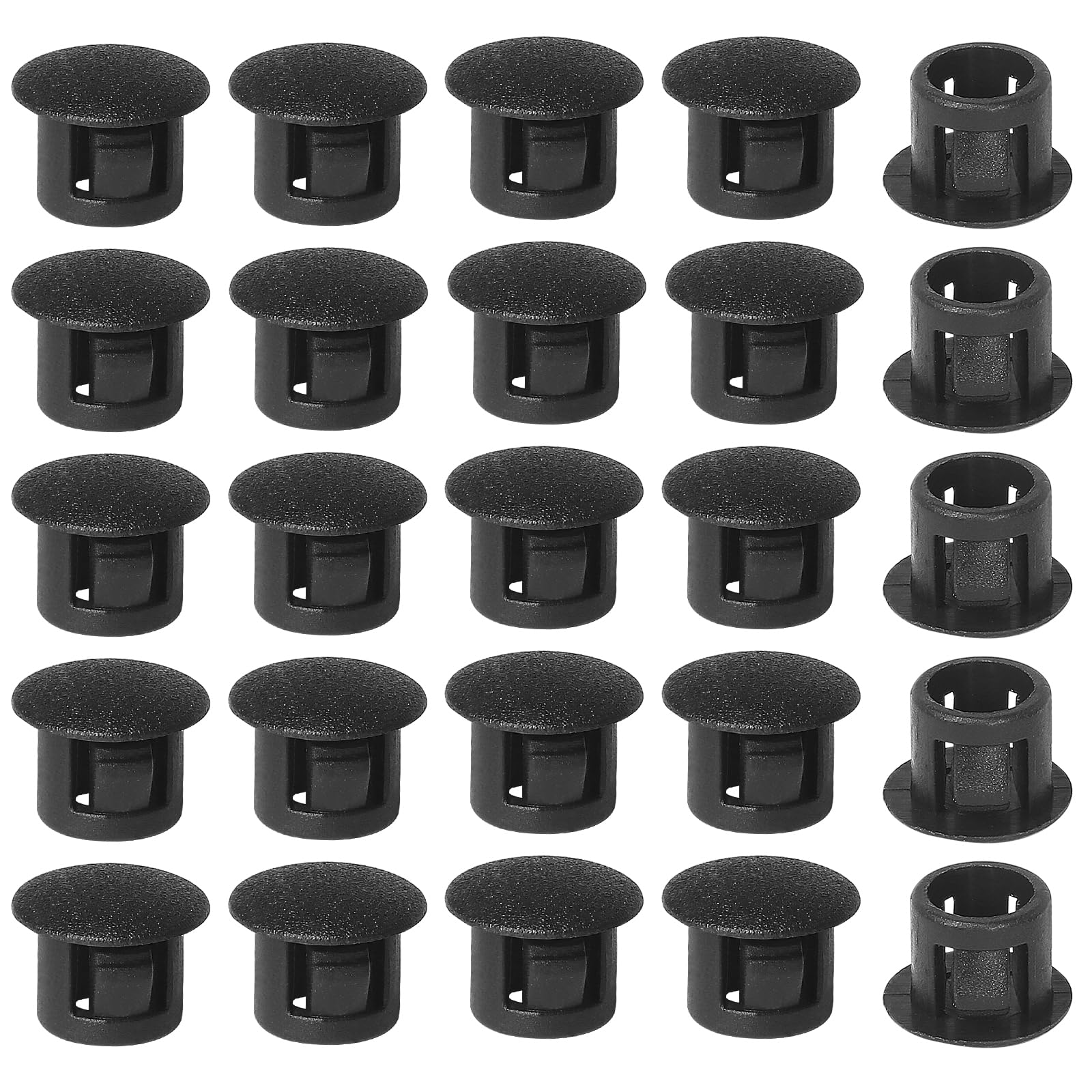 8mm Plastic Hole Plugs - Masendelk Snap-in End Caps - Black - 30pcs