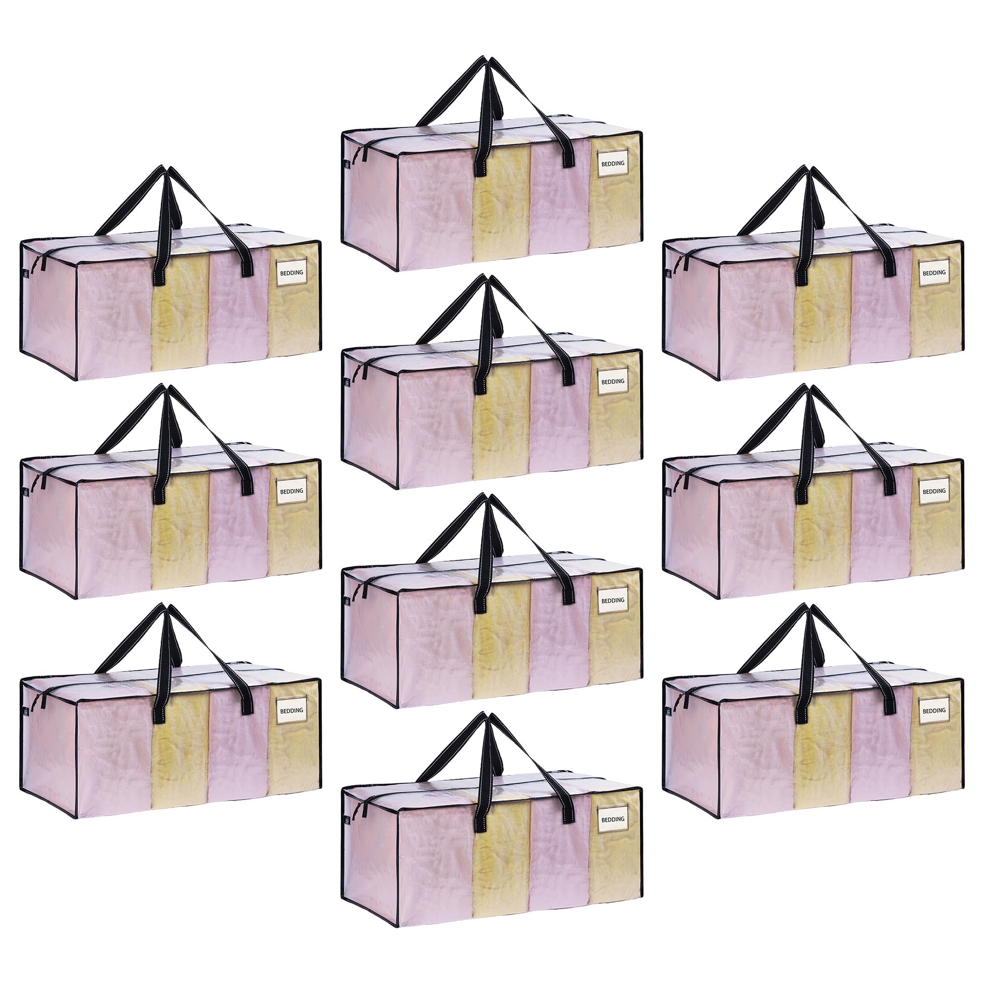 VENO 10 Pack Moving Bags Extra Large Storage Bags for College Move-In, Heavy-Duty Storage Totes, Packing Boxes, and Wardrobe Moving Supplies - Durable Laundry Bags for Clothes (Clear, 10 Pack)