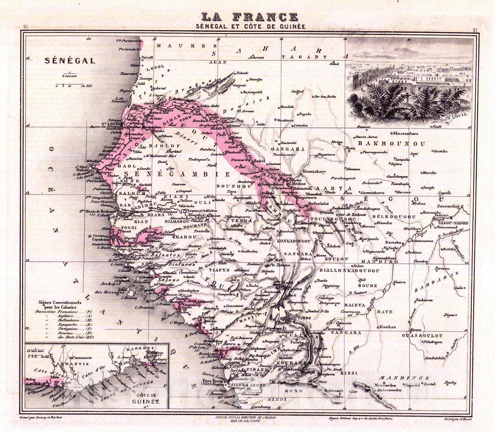 Amazon.com: Historic Map - 1881 La France - Senegal et Cote de