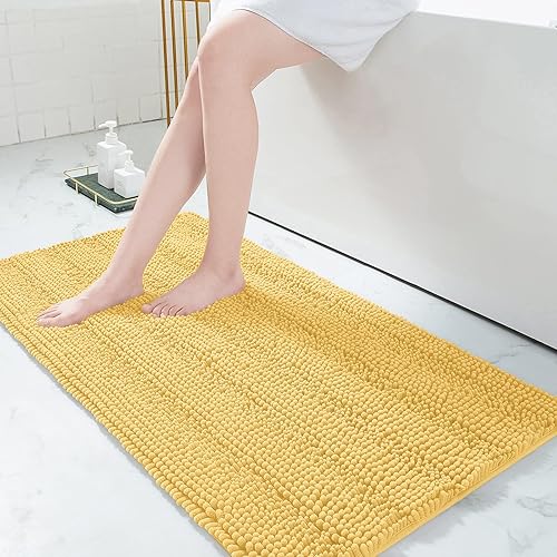Miniatura 133 de Grandaily - Alfombras de baño de felpilla a rayas, extragruesas y absorbentes, antideslizantes, con fibras largas y suaves, lavables a máquina, para