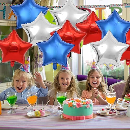 Miniatura 53 de KALOR Globos de Mylar de estrella rosa intenso de 18 pulgadas, 10 globos de helio en forma de estrella para bodas, baby shower, decoraciones de Rosa