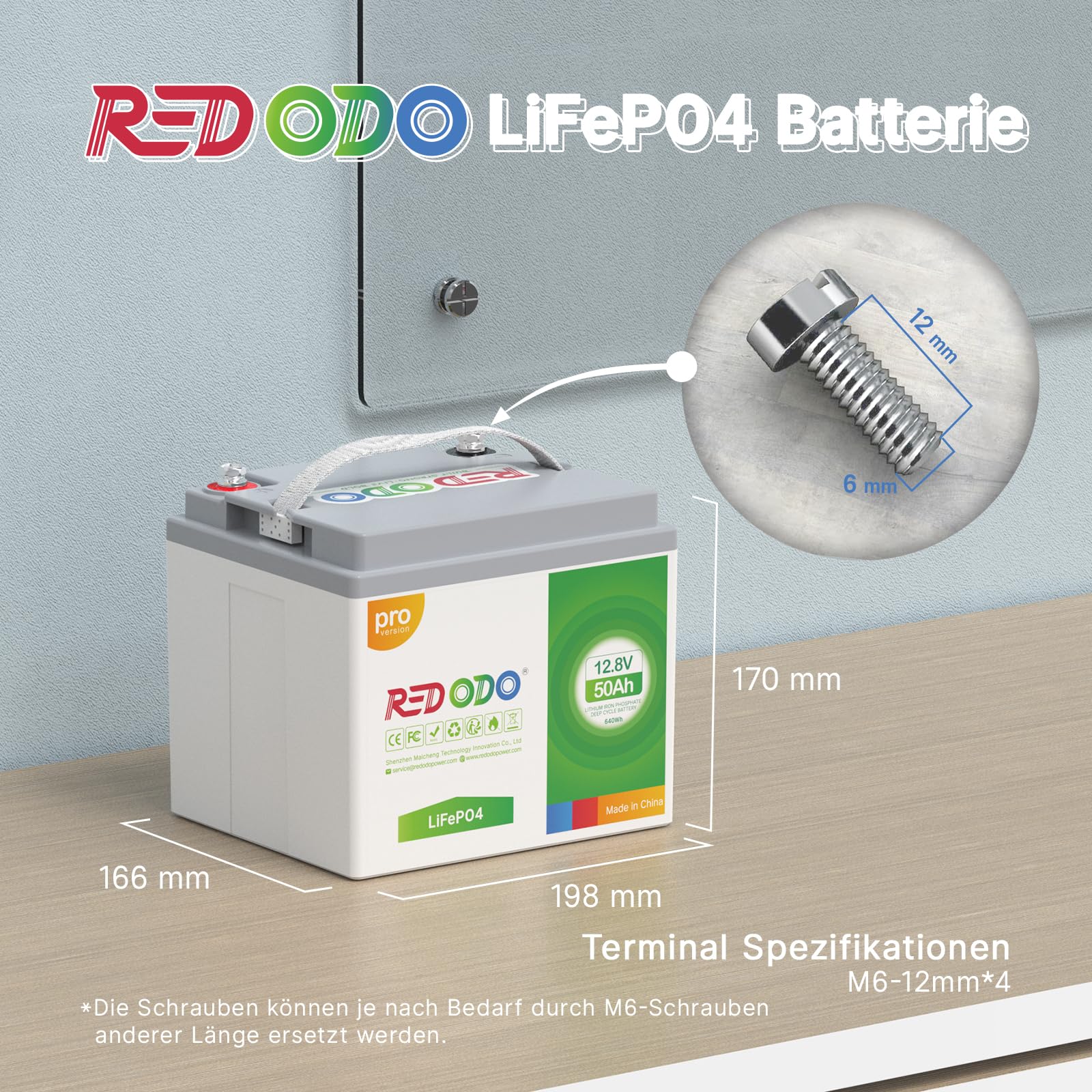 Redodo 3er Pack 12V 50Ah Pro LiFePO4 Lithium Batterien, leicht und tragbar, mit Hochtemperaturschutz, 12,8V je 640Wh, ideal als Ersatzbatterien für Wohnmobil, Notstrom und Überwachungssysteme