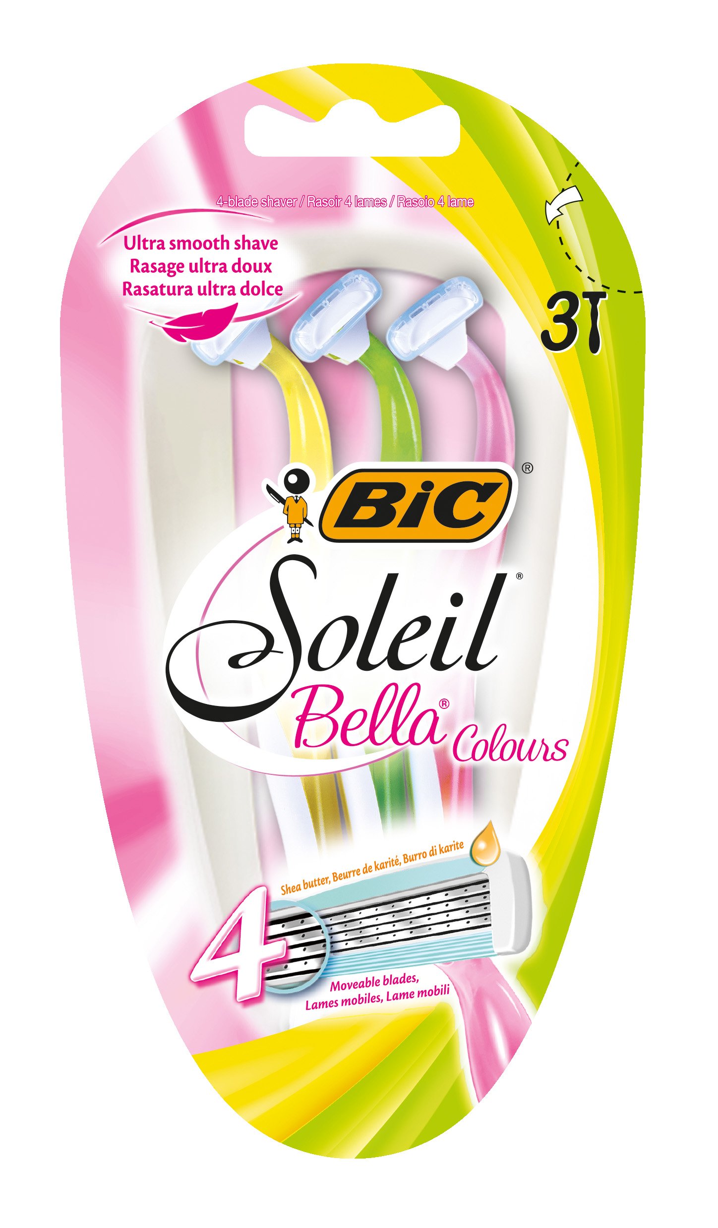 BIC Soleil Bella Colours Rasoirs pour femme – Lot de 3