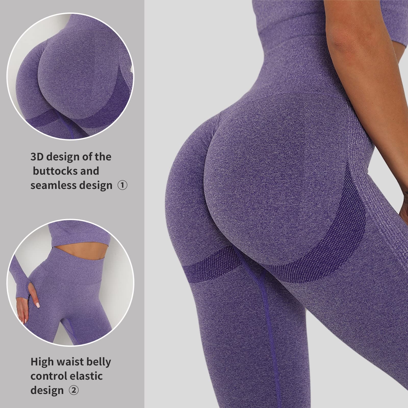 Merlvida Leggins Sportivi Donna Vita Alta Leggings Push Up Pantaloni Palestra Controllo della Pancia Anticellulite Pantacollant Opaco Elastici Tuta Collant Abbigliamento Sportivo Donna Yoga Fitness