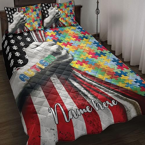 OhaPrints Juego de ropa de cama y fundas de almohada con diseño de bandera estadounidense, juego de ropa de cama y fundas de almohada, tamaño King