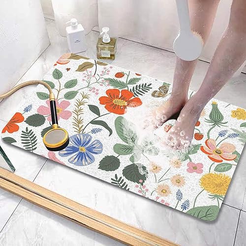 Miniatura 1 de Tapetes antideslizantes de secado rápido para bañera, tapete de baño suave de PVC con drenaje para bañera, ducha y áreas húmedas (16 x 24